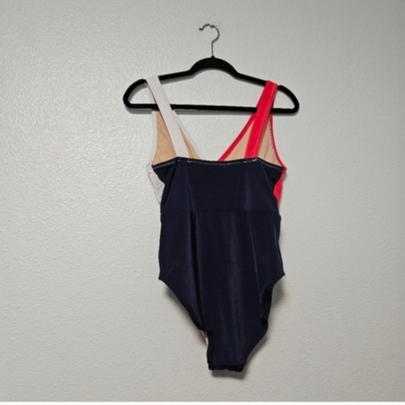 Colorblock One-Piece Swimsuit - Pink, White & Navy Sz S - Picture 6 of 10